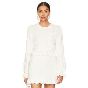 Show Me Your Mumu Ridley Ruffle Sweater Cream Cable Knit Sweater Size S